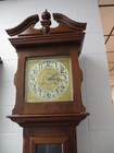 Antique Grandfather Clock  Beveled Glass 8 Day  Time  Strike Swan Top 1910