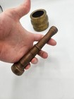 Antique Heavy  Solid Brass Etched Mortar And Pestle 3 12  Lbs  Engraved 