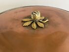 Vintage Hammered Copper Round Chafing Dish With Brass Finial  Handles And Stand