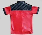 Men s Red Police Quilted Leather Shirt  Genuine Sheepskin Leather Shirt Jacket M