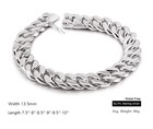 925 Sterling Silver 13 5mm Cuban Chain Bracelet Lenght 7 5 -10  For Men Women