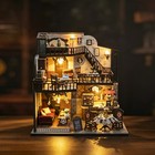 Diy Book Nook Kit Coffee Shop Miniature Dollhouse Led Wooden Model Gift