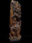 Collection Chinese Antique Boxwood Carved Kwan-yin Statue Pine Decor Sculpture