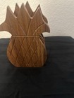 Vtg Mcm Pineapple Handmade Wooden Coasters Holder  Beach Lifestyle