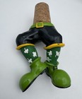 Lot Of 3 Holiday Bottle Wine Stoppers Christmas Elf St Patrick   s Day Leprechaun
