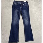 Miss Me Mid-rise Bootcut Jeans Womens 28 Dark Blue Embroidered Bling