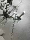 Vtg Petite Spanish Chandelier 4 Arms Crystal Prisms Light Hanging