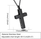 Cremation Cross Necklace For Ashes Urns Locket Pendant Black