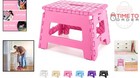 Folding Kids Step Stool Plastic 9 Inch Lightweight Portable Holds 300 Lbs