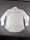 Vintage Roster Dress Shirt Mens 15 5 32 33 White Poly Blend Long Sleeve 70s