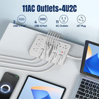 6 Ft Flat Plug Surge Protector Power Strip 11 Multiple Ac Outlets With 6 Usb Por