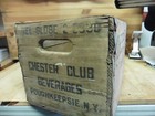 Vtg Milk Crate Wood Metal Box Chester Club Beveragesrare Poughkeepsie 1950 s