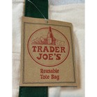 Trader Joe   s 2025 Christmas Green Large Canvas Shopping Bag  Off White