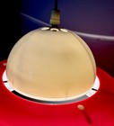 Vintage Big Space Age Pendant  Plastic Lamp Mid-century Two Tone Red White