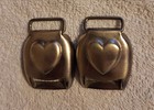 2 Civil War Era Heart Horse Bridle Harness Buckle Rosette Tack Usa