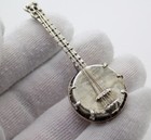 Vintage Italian Handmade Genuine Silver Banjo   Mandolin Figurine Miniature