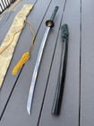Japanese Style Katana Sword Steel Blade Green Cord Handle W  Scabbard Bag