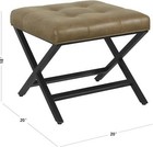Homepop Home Decor   Modern Tufted Faux Leather Square Ottoman With Metal X Base