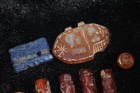 10 Antique Old Near Eastern Mix Stone Carnelian Lapis Intaglio Barrel Bead Seal