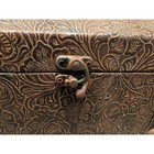 Antique Style Decorative Trinket Box Ornate Embossed Faux Leather Hinged Lid