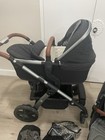 Silver Cross Single Stroller Pram W  Bassinet Seat Canopy Basket Rain Cover
