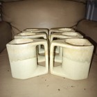 6 Cups - Rodolfo Padilla Drip Glazed Coffee Mugs W  Mug Tree Wood Stand Signed