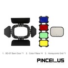 Godox Bd-07 Barn Door With Honeycomb Grid 4 Color Filters For Ad200 Flash Light