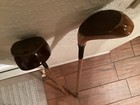 2 Antique Hickory Shaft Drivers With Leather Handles 42 5    44 5 