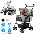 4 Wheel Pet Stroller For Cat Dog Foldable Carrier Strolling Cart Travel Carriage