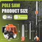48cc 2-cycle Gas Powered Pole Saw Tree Trimming 16ft Cordless Extension Chainsaw