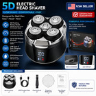 5d Electric Head Shaver For Bald Men Usb-c Rechargeable Waterproof Rotary Razor