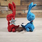 Neopets Mcdonalds Lot Of 2 Blue Red Aisha 4 Inch 2004 Toy Plush With Star Tag