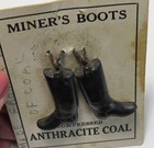 Antique Miniature Miner s Boots Fobs From Compressed Anthracite Coal -orig Card
