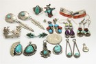 Lot Of 16 Vintage Navajo Zuni Sterling Silver Old Pawn Turquoise Jewelry 68g