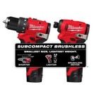 New Milwaukee M12 Subcompact Brushless 2-tool Combo Kit W  Batteries And Charger