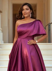New Gorgeous Fuschia Satin One Shoulder Evening Prom Formal Gown Dress Plus 4xl
