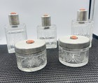 Asprey Antique English Sterling Silver Enamel   Coral 5 Piece Dresser Jar Set