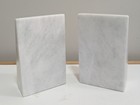 Pair Of 7  Heavy Marble Stone Bookends Triangle Geometric Shape White   Gray
