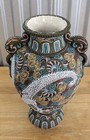 Large Antique Japanese Satsuma Vase Moriage Dragon Vase Unmarked