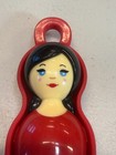 Vintage Red Plastic Lady Crumb Brush Dustpan Set Mid Century Novelty Table Sweep