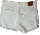 Levis White Denim Shorts Size 29 Mid Length Cuffed Hem Womens 5 Pocket Style