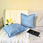 Dusty Blue Chenille Set Of 2 16x16  Throw Pillow Cover Modern Accent Decor