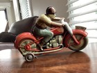 Antique Vintage Technofix Tin Litho Motorcycle Wind Up Toy Us Zone Germany Works