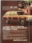 1979 Chrysler Lebaron Town And Country Station Wagon Two Page Print Ad