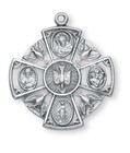 Sterling Silver 4-way Holy Spirit Pendant Medal Christian Necklace