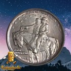 1925 Stone Mountain Half Dollar Brilliant Uncirculated Natural Blue Toning     