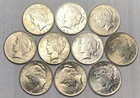 Peace Dollars 1921-1935 Lot Of 5 Uncirculated 90  Sil Ver Coin Mixed Year Us