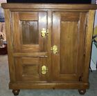 D Eddy   Sons Antique Pine Wood Icebox Refrigerator Chest Cabinet 3 Door 4 Shelf