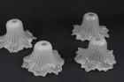 Set Of 4 Vintage Italian Textured Glass Ruffled Edge Chandelier Lamp Shades