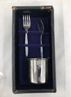 Vintage Pridecraft Stainless 3pc Baby Fork  Spoon    Cup Set  4101 Great Cond 